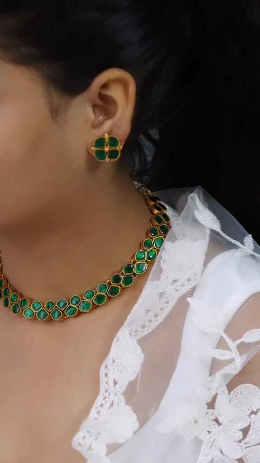 Kundan necklace set (4-5952)(R)(PREORDER)