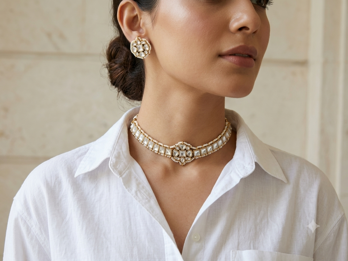 Kundan Choker Set (4-9305)(R)