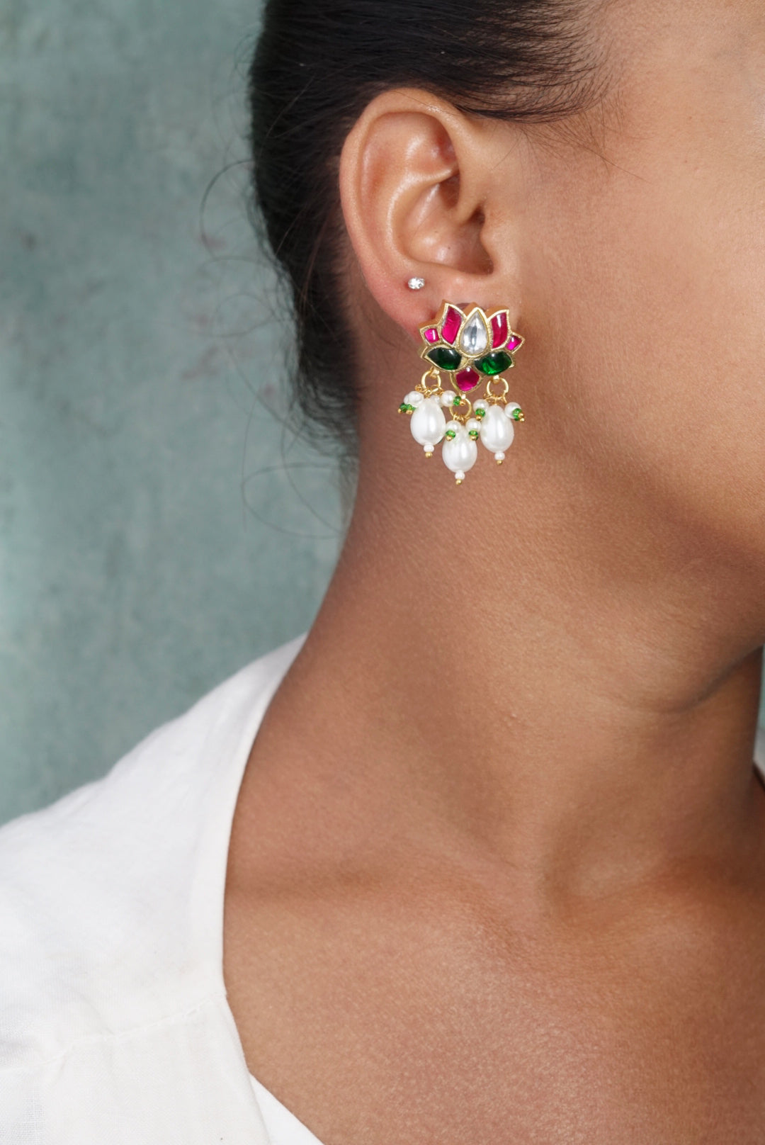 Kundan lotus Earring(1-3301)(S)