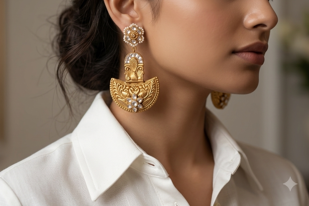 Kundan Earrings (1-5280)(R) - JEWELSTYLE