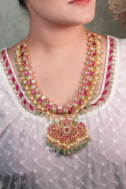 Kundan Long Pendant Necklace (4-8977)(KA) (PREORDER) (Made IN 7-8 DAYS TIME) - JEWELSTYLE
