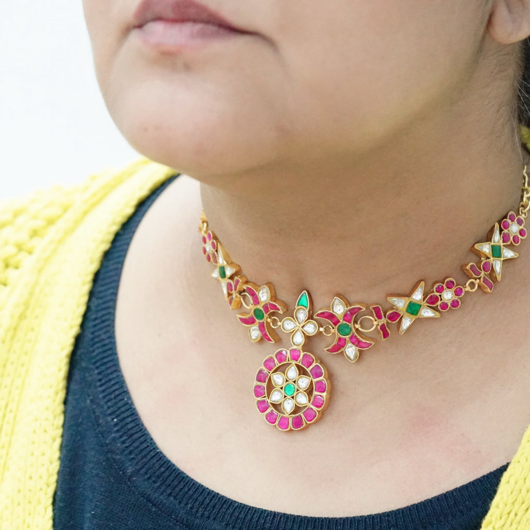 Kundan Navratan choker (4-6469)(R)(PREORDER)