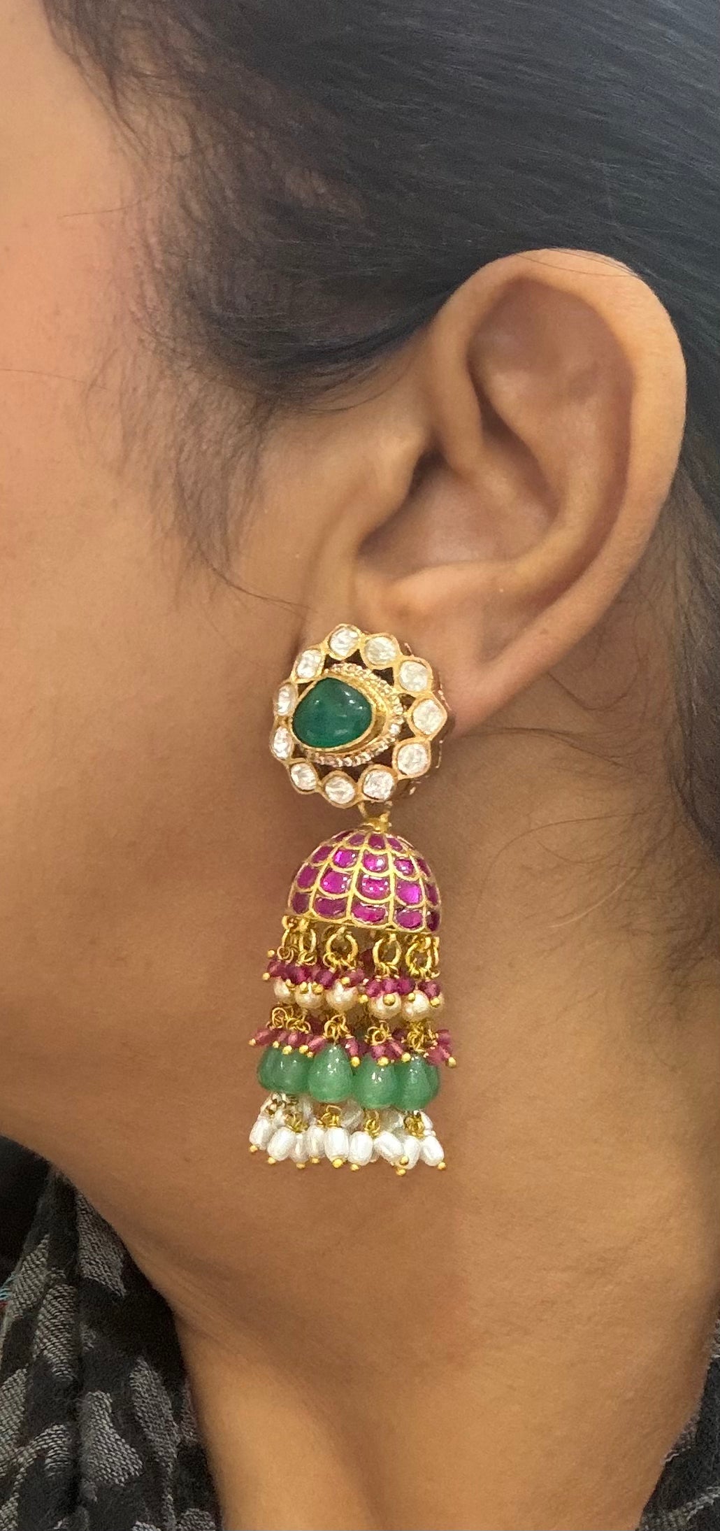 Kundan polki jadau Jhumki (1-4901)(B)