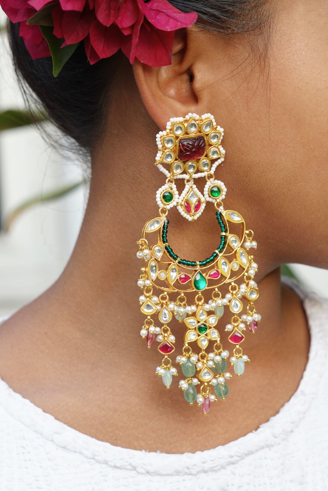 Kundan Earring (1-3352)(R)(already discounted)
