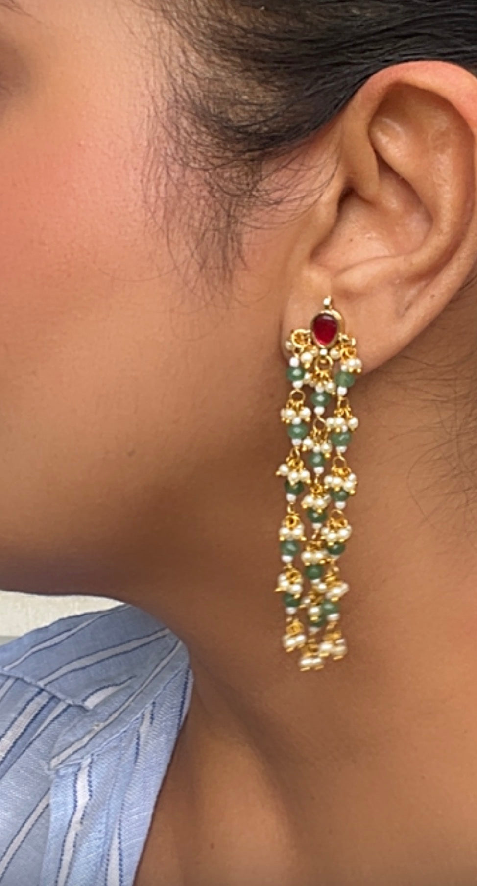 Kundan Earrings (1-5408)(N) (INTRODUCTORY PRICE)