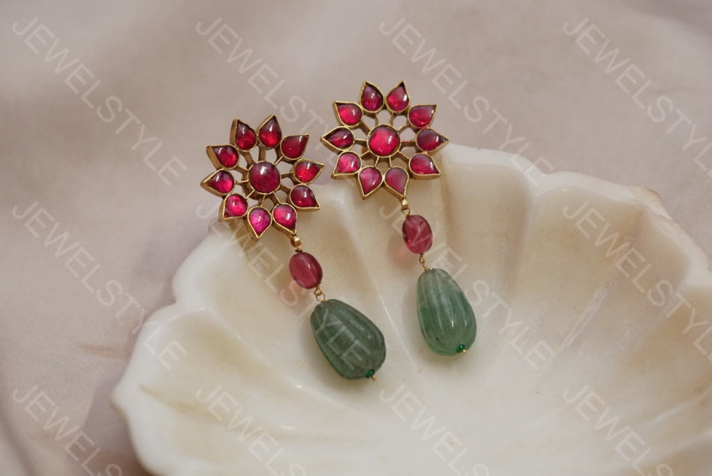 Pink Kundan earring (1-2356)(R)(PREORDER)