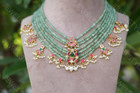 Kundan necklace set (4-3940)(PREORDER)