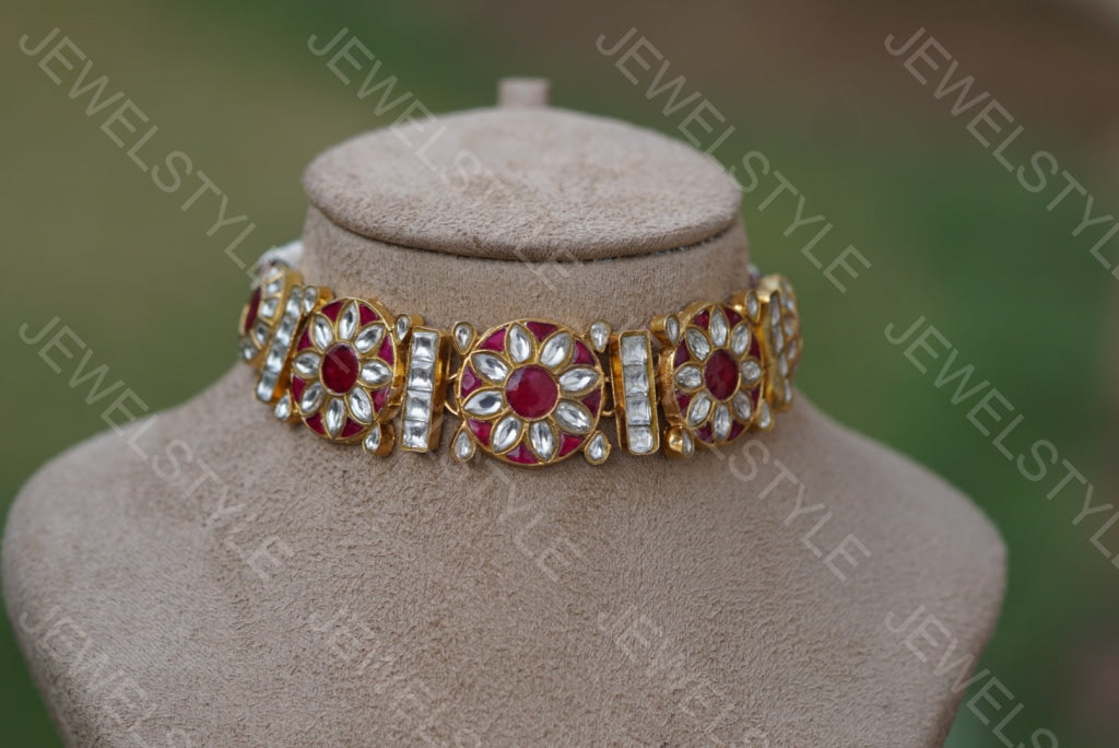 Kundan Choker Set (4-3928)(R)(PREORDER)
