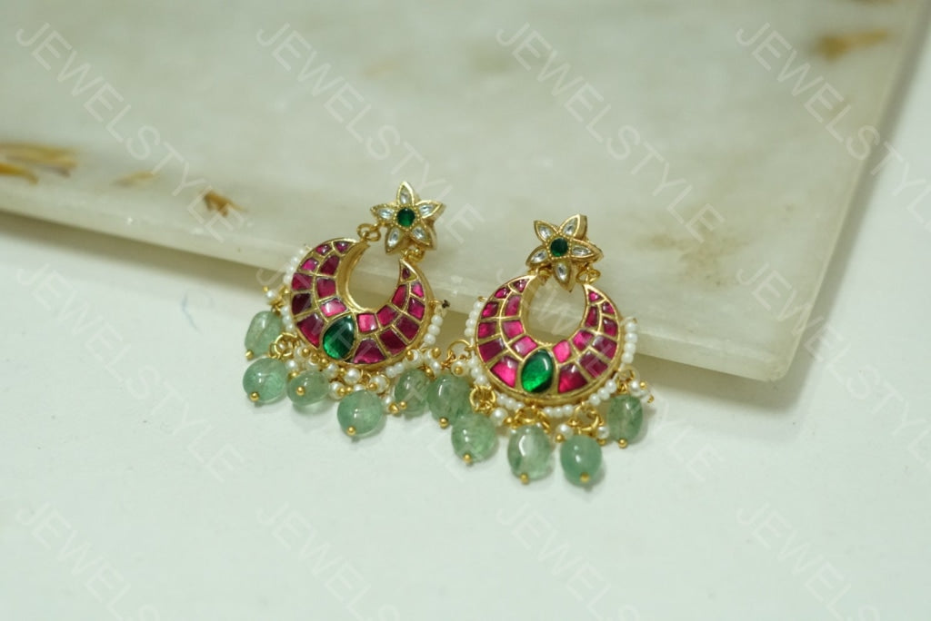 Small Kundan chandbali (1-1552)(PREORDER)