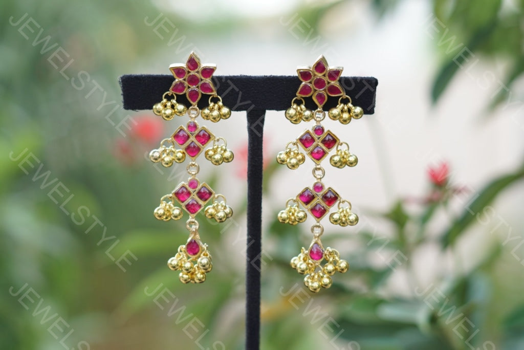 Pink Kundan Earrings (1-1164)(PREORDER) - JEWELSTYLE