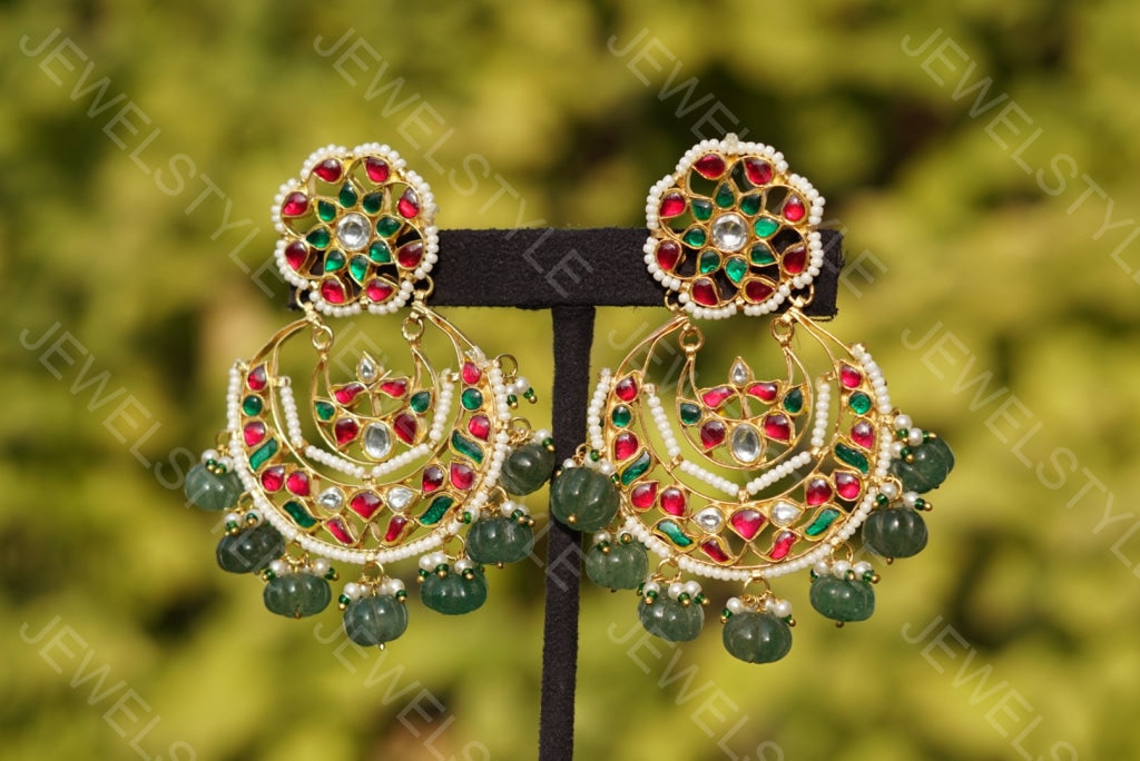 Kundan earrings(Preorder) 1-925 - JEWELSTYLE