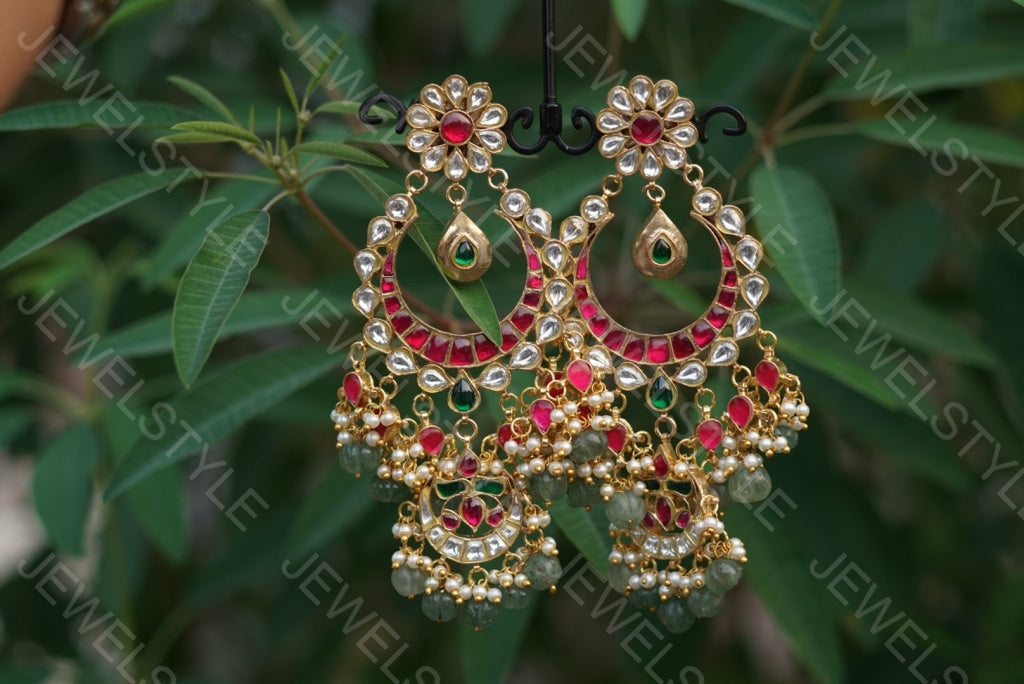 Kundan Chandbali Earrings (1-1462)(PREORDER)