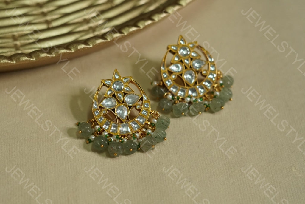Kundan earrings (1-1228)(PREORDER) - JEWELSTYLE