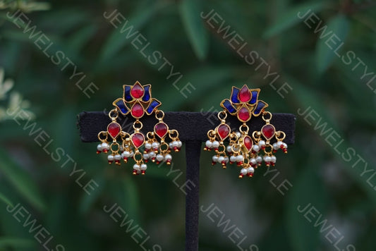 Kundan lotus Earrings (1-1518)(PREORDER)