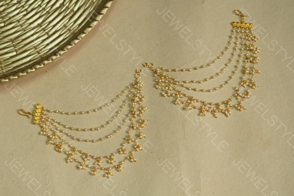 5 line pearl Ear Chain (9-47) - JEWELSTYLE