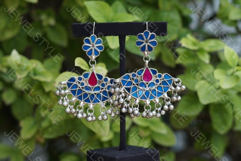 Mirror oxidised earrings (1-1313)(ON SALE) - JEWELSTYLE