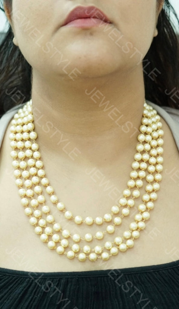 4 line pearl Necklace (4-3054)(N) - JEWELSTYLE