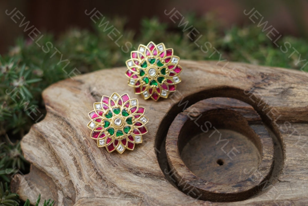 Multicolour Kundan studs(1-1107)(PREORDER) - JEWELSTYLE