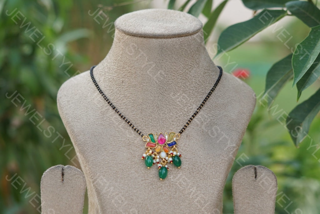 Navratan lotus Pendant chain (4-1573)(PREORDER) - JEWELSTYLE