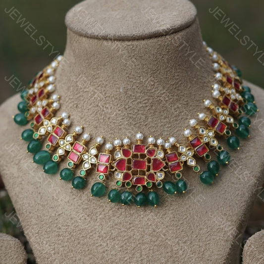 Pink Kundan Choker (Preorder) 4-907 - JEWELSTYLE