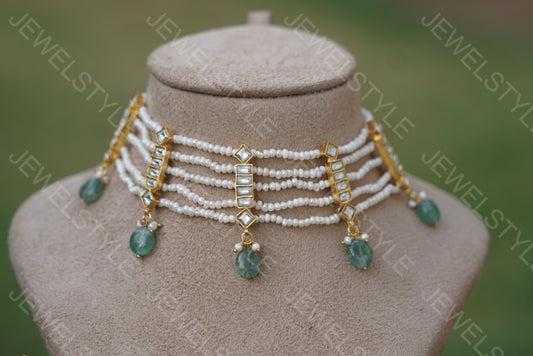 Kundan Choker Set (4-3925)(R) (PREORDER) - JEWELSTYLE