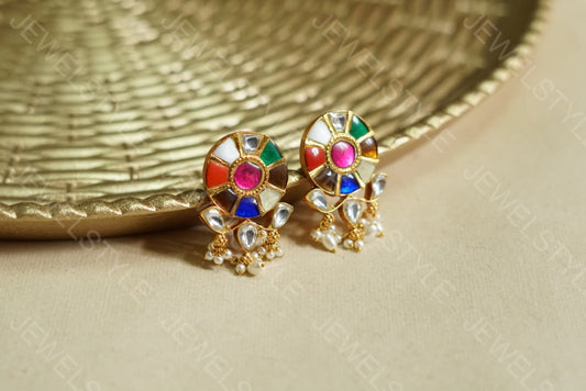 Navratan Kundan Studs (1-1777)(PREORDER)