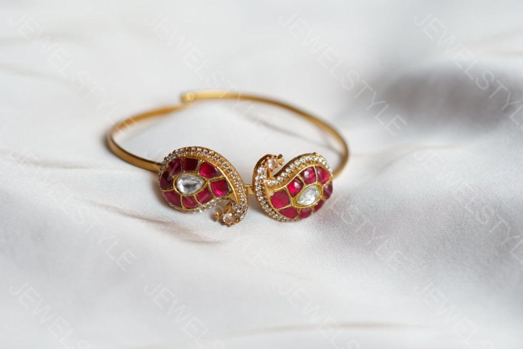 Pink mango Kundan bangle (3-260)(R)(preorder)
