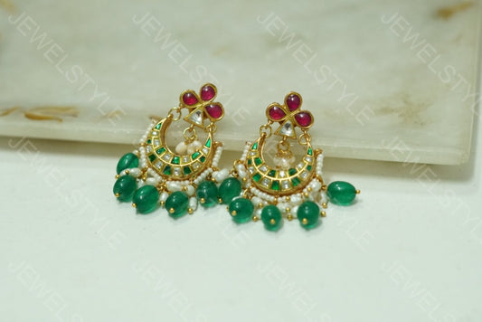 Small Kundan chandbali (1-1551)(PREORDER)