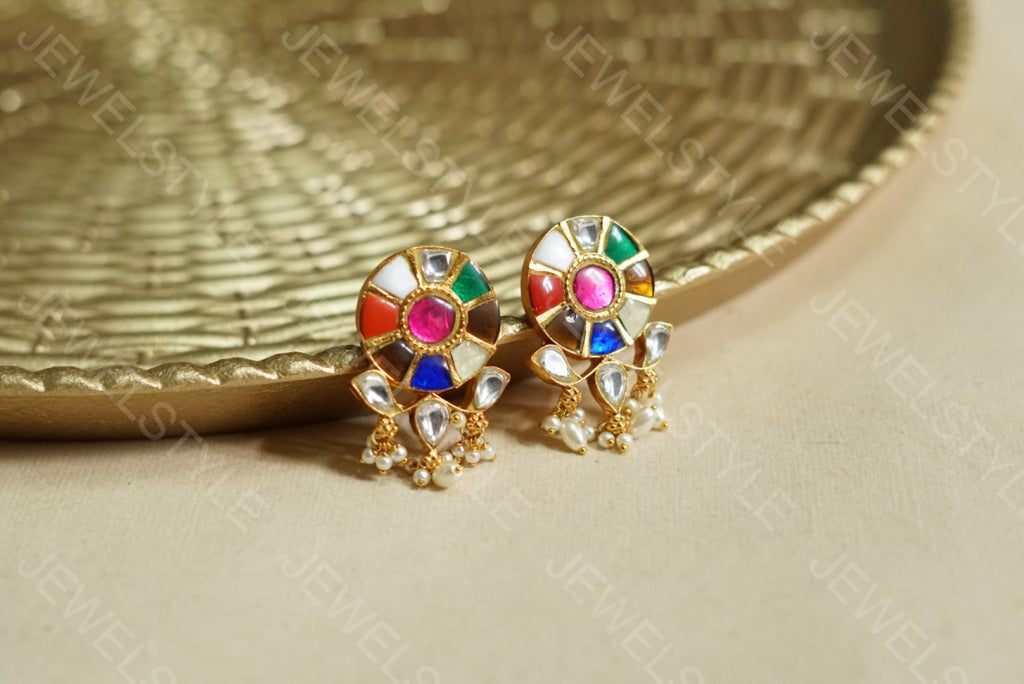 Navratan Kundan Studs (1-1777)(PREORDER)