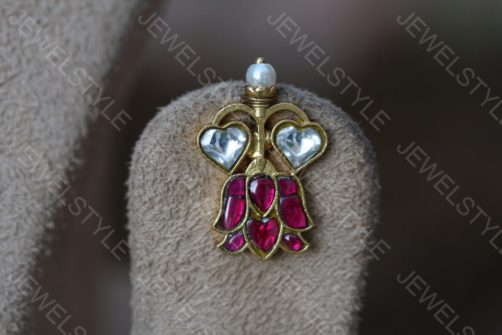 Pink lotus kundan Necklace set (4-4978)(AK)