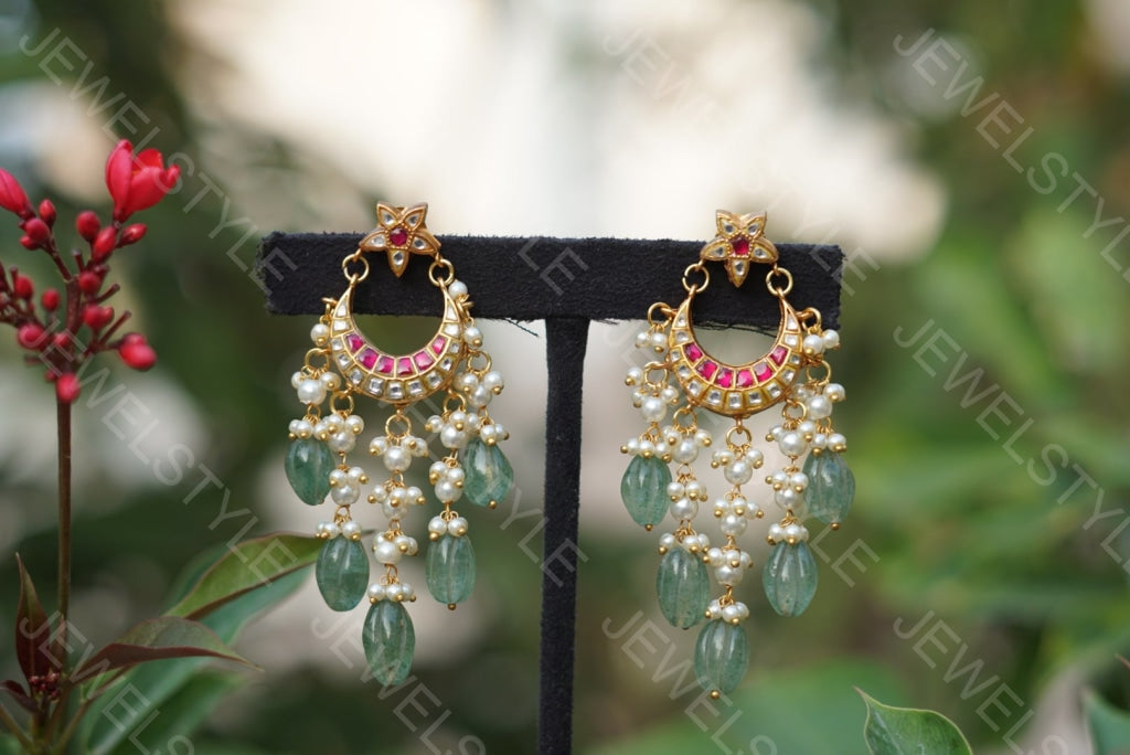 Kundan Earrings (1-1510)(R)(preorder) - JEWELSTYLE