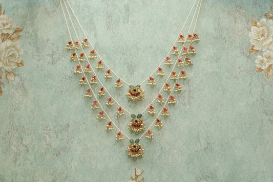 3 line Kundan Ranihaar necklace (4-5265)(R)(PREORDER) - JEWELSTYLE