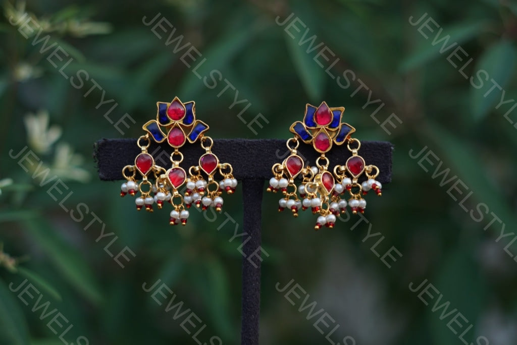 Kundan lotus Earrings (1-1518)(PREORDER)