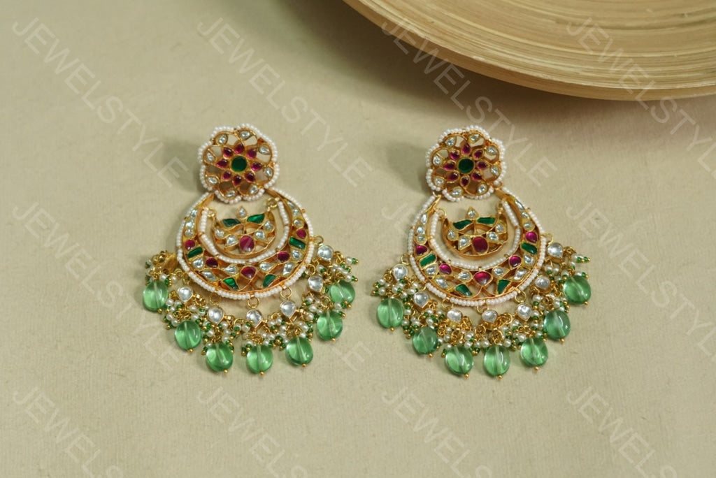 Kundan chandbali earrings (1-1622)(PREORDER)