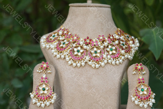 Kundan necklace set (4-3943)(preorder)(R)