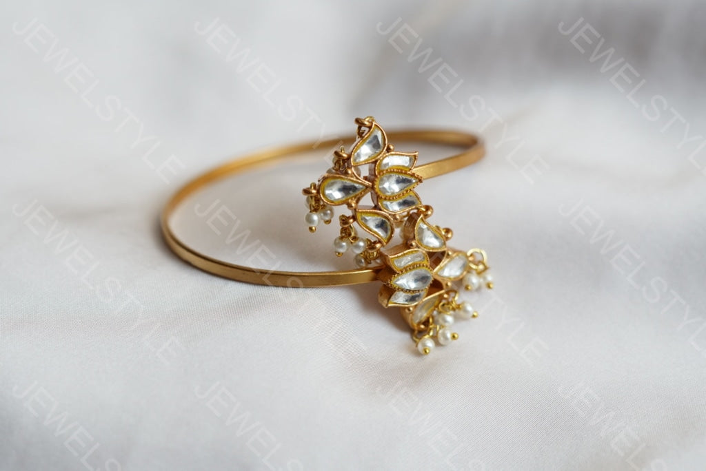 White Lotus Kundan bangle (3-264)(R)(PREORDER)
