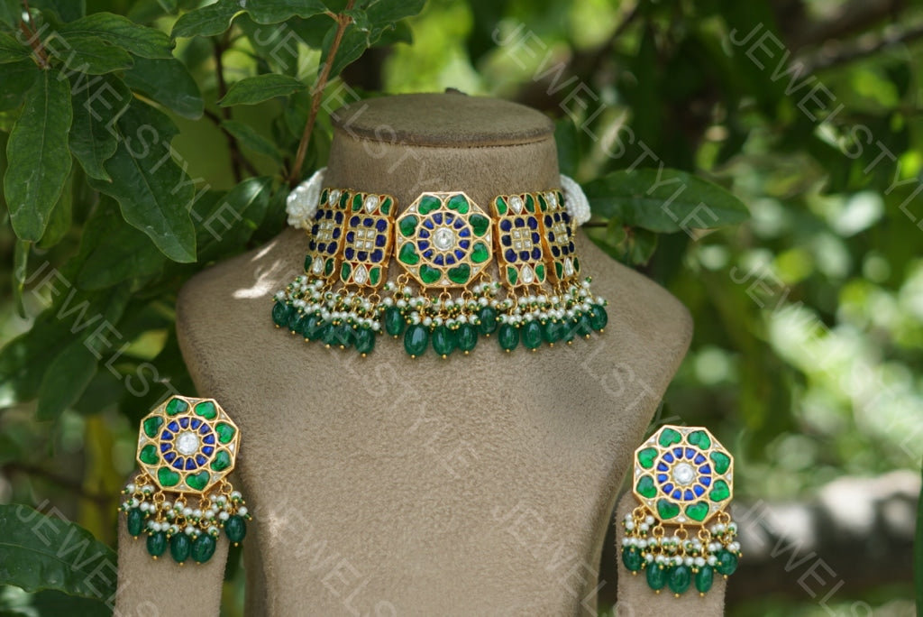 Kundan Choker Set(4-3823)(R) (PREORDER)