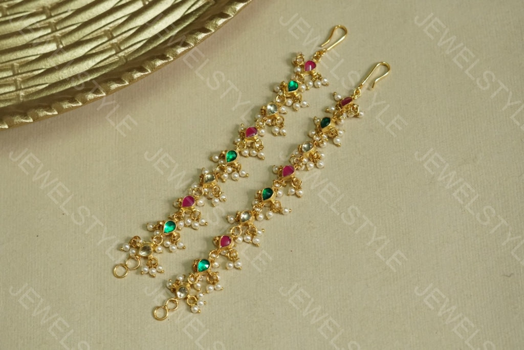 Multistone Kundan Ear Chain (9-21)