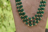 Green beads necklace (4-1249)(N)