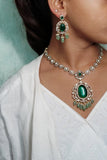 Green Polki Necklace Set (4-7034)(M)(DISCOUNTED PIECE)