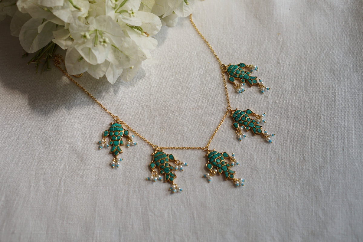 Kundan Fish Necklace (4-9725)(R)