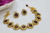 Amethyst Kundan necklace set (4-7249)(R)(Preorder delivers in 20-25days)