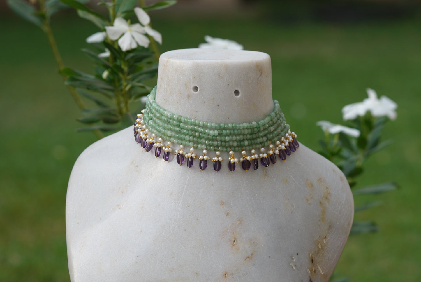 Light Green Beads choker  (4-5474)(R) - JEWELSTYLE