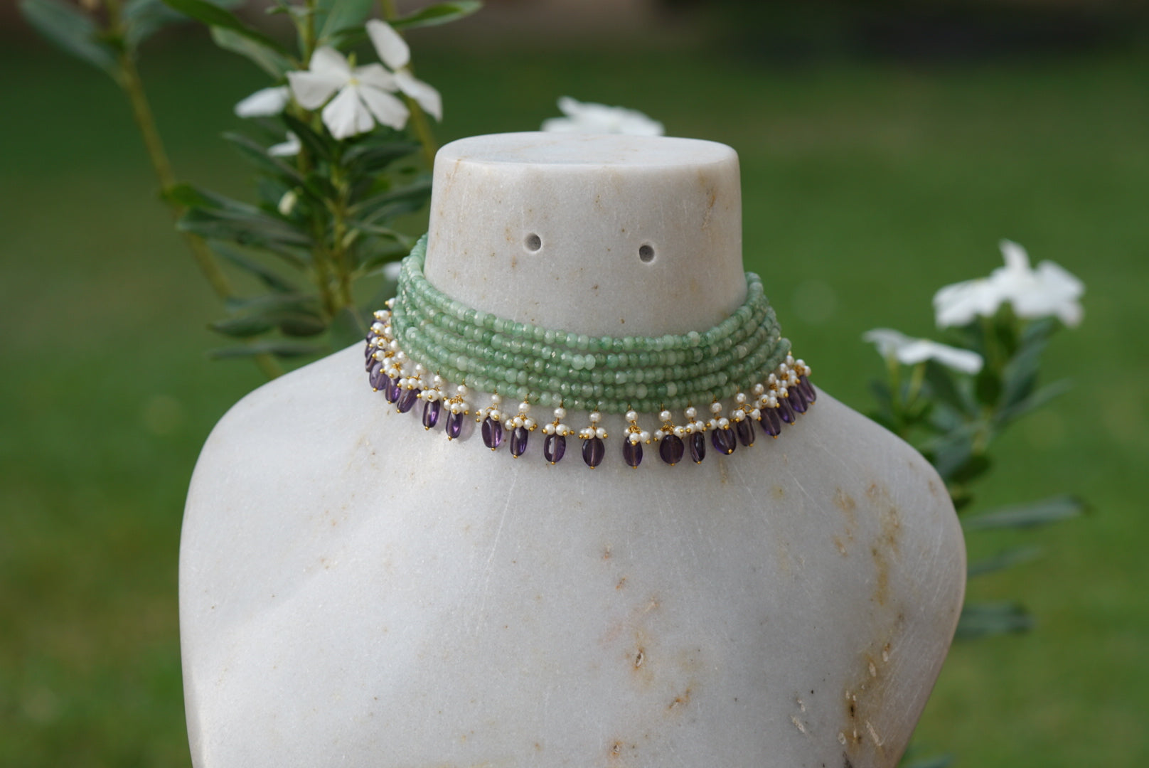 Light Green Beads choker  (4-5474)(R) - JEWELSTYLE