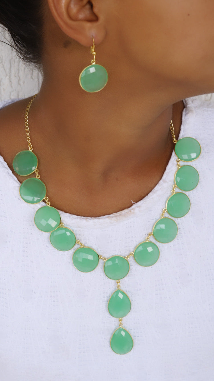 Stone necklace set(4-4409)(R) - JEWELSTYLE