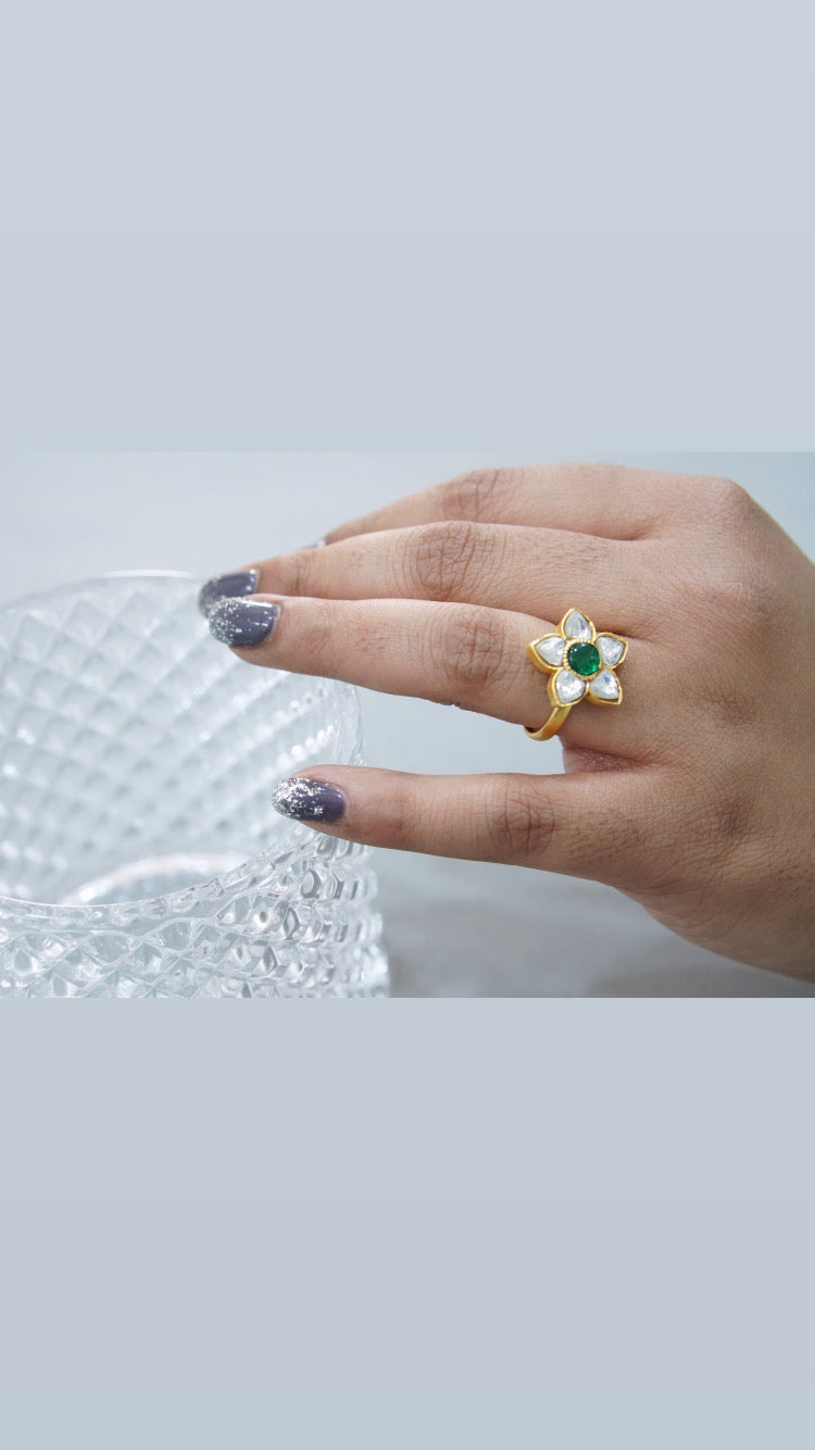 Kundan Ring (6-332)(R) - JEWELSTYLE