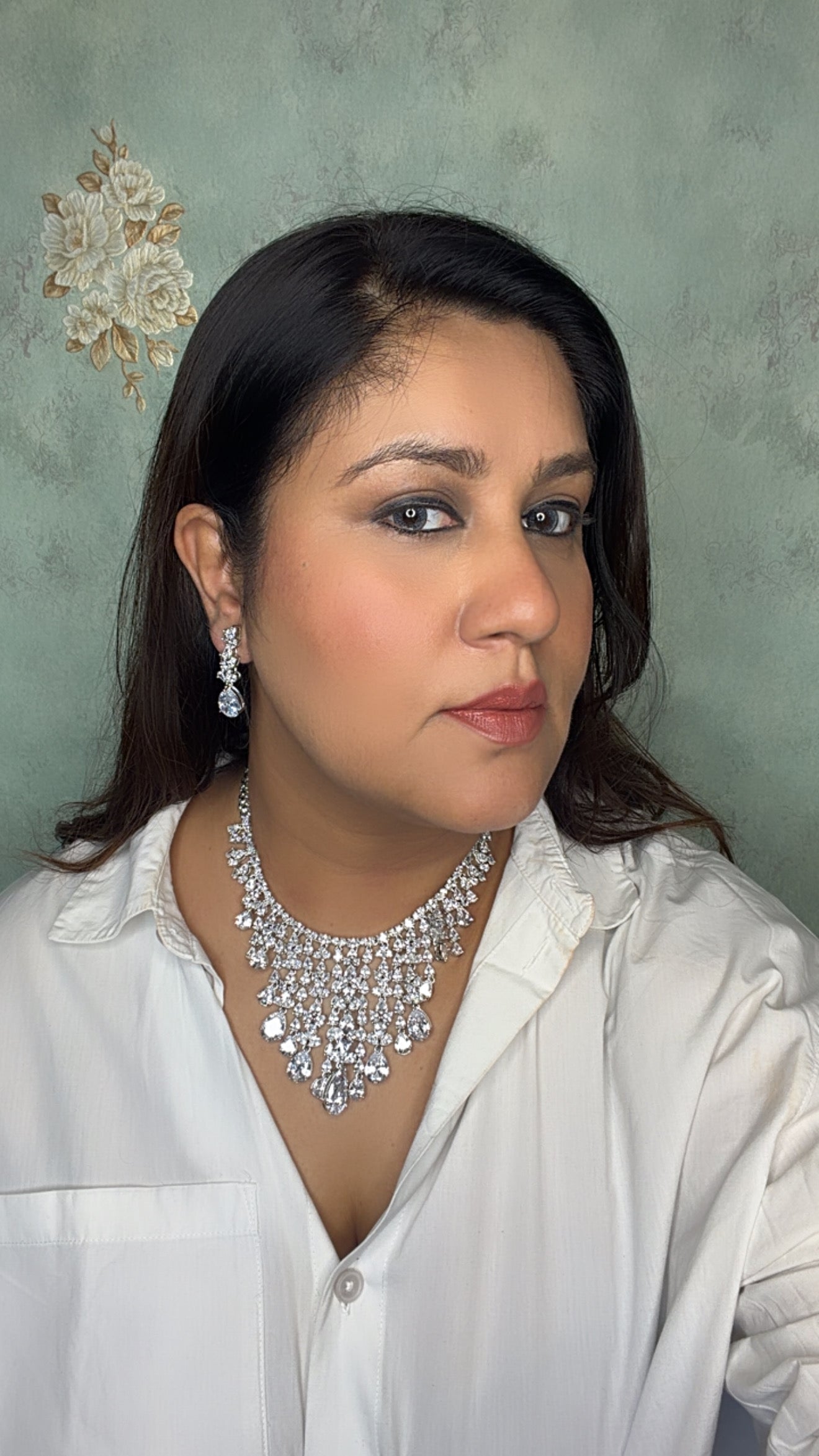 AD Stone Necklace set (4-8901)(B) - JEWELSTYLE