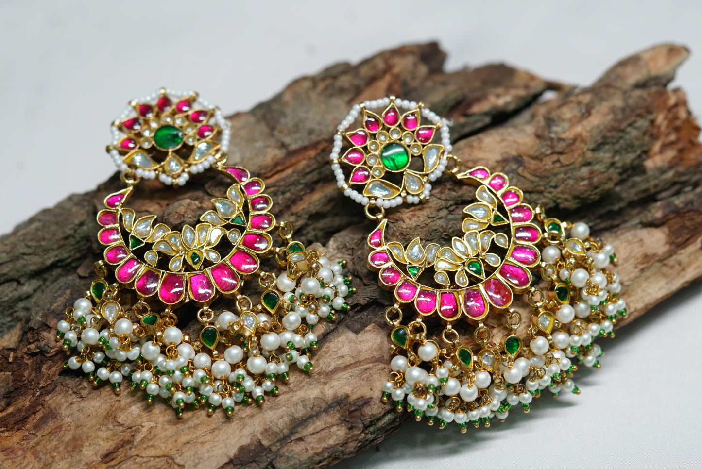 Kundan chandbali earrings(1-2798)(R)(preorder) - JEWELSTYLE