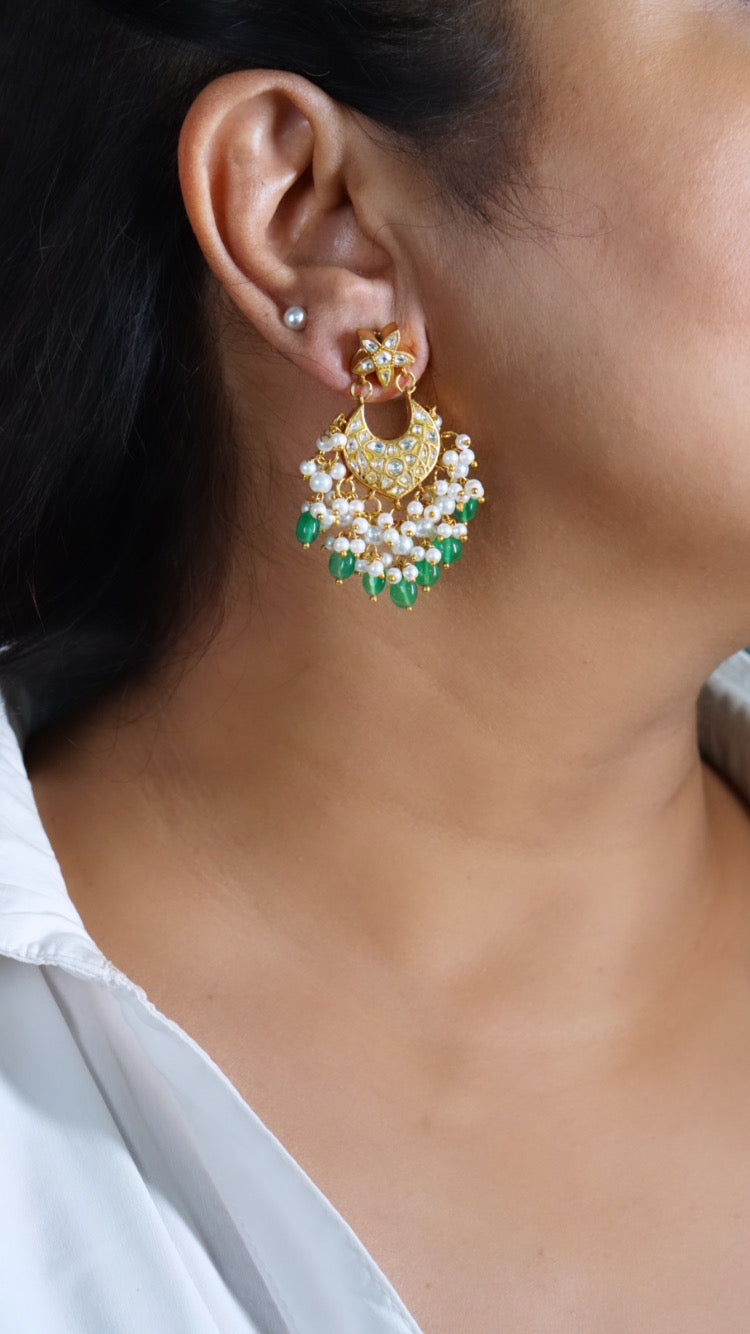 Kundan chandbali earring (1-3598)(R)(preorder)