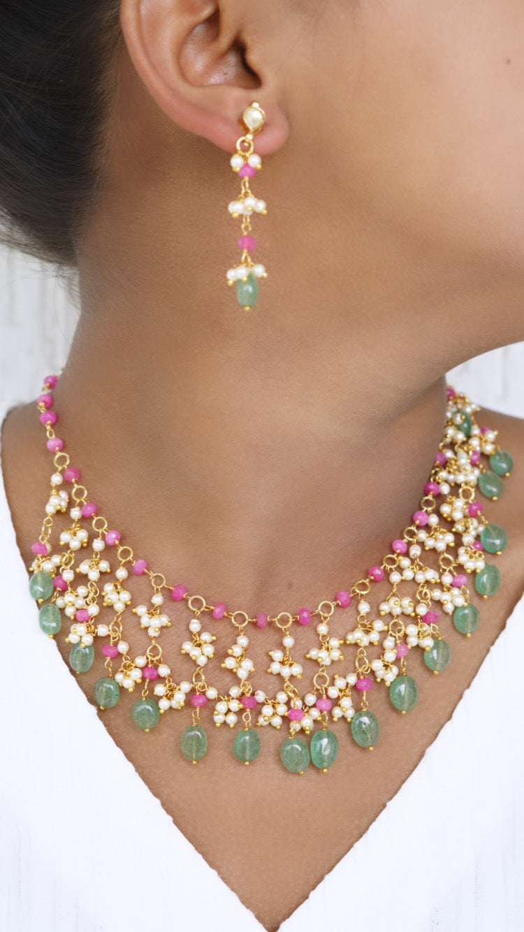 beads necklace set (4-6725)(N)